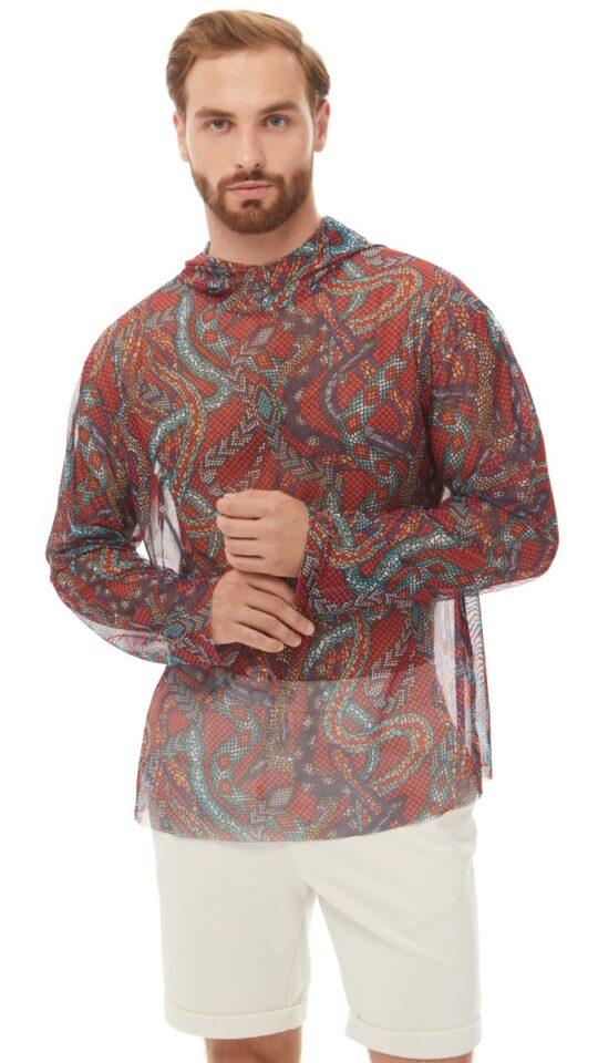 sku: 25003274 | Brand: RoDaSoleil  | Size: XSmall Small Medium Large XLarge XXLarge  | Colors: Цветной  | Бренды RoDaSoleil | Пляжная одежда | Мужская коллекция Пляжная одежда | Title: Футболка ЗМЕИ МОЗАИКА с капюшоном