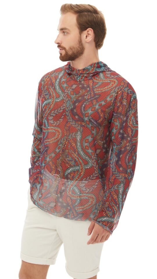 sku: 25003274 | Brand: RoDaSoleil  | Size: XSmall Small Medium Large XLarge XXLarge  | Colors: Цветной  | Бренды RoDaSoleil | Пляжная одежда | Мужская коллекция Пляжная одежда | Title: Футболка ЗМЕИ МОЗАИКА с капюшоном