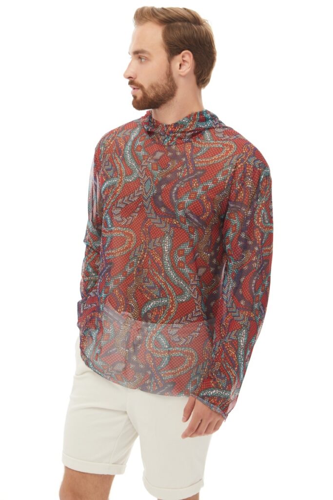 sku: 25003274 | Brand: RoDaSoleil  | Size: XSmall Small Medium Large XLarge XXLarge  | Colors: Цветной  | Бренды RoDaSoleil | Мужская коллекция Пляжная одежда | Title: Футболка ЗМЕИ МОЗАИКА с капюшоном