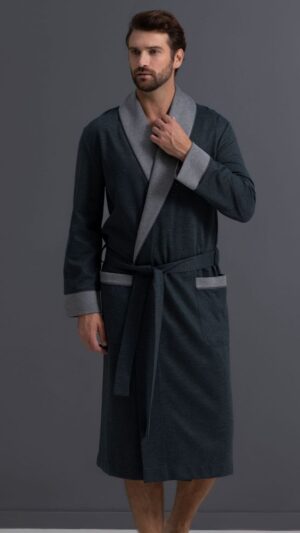 sku: 30472 | Brand: Laete  | Size: Small Medium Large XLarge XXLarge 3XL 4XL  | Colors: Серо-зеленый Серый меланж  | Бренды Laete | Мужская домашняя одежда Халаты | Title: Халат