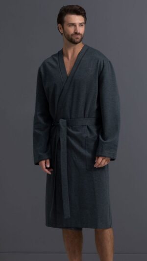 sku: 30471 | Brand: Laete  | Size: Small Medium Large XLarge XXLarge 3XL 4XL  | Colors: Серо-зеленый Серый меланж  | Бренды Laete | Мужская домашняя одежда Халаты | Title: Халат
