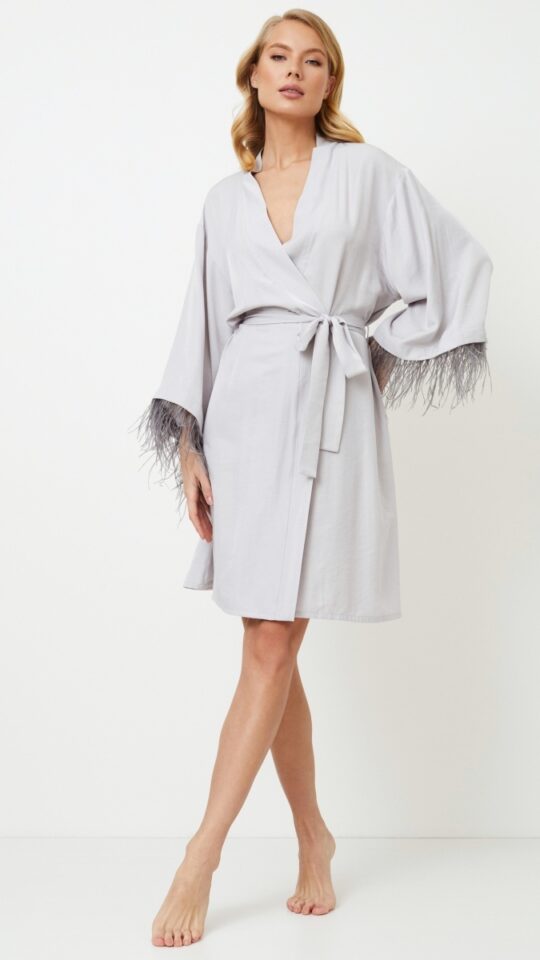 sku: BRIGITTE | Brand: Aruelle  | Size: XSmall Small Medium Large XLarge  | Colors: Светло-серый  | Бренды Aruelle | Домашняя одежда Халаты | Title: Халат BRIGITTE