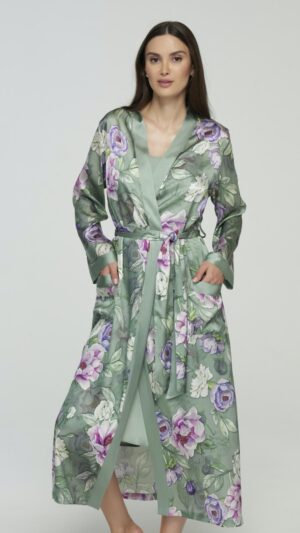 sku: S23-00SS101-L | Brand: Marc Andre  | Size: 36 38 40 42 44 46  | Colors: Зеленый/Розовый  | Бренды Marc&Andre | Домашняя одежда Халаты | Title: Халат SILK PEONY