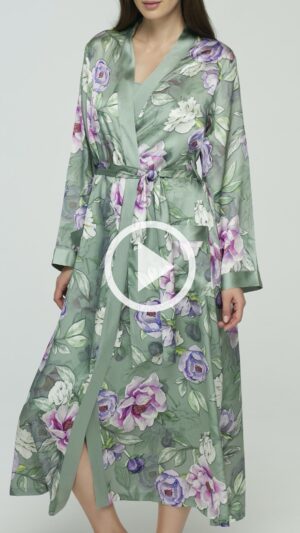 sku: S23-00SS101-L | Brand: Marc Andre  | Size: 36 38 40 42 44 46  | Colors: Зеленый/Розовый  | Бренды Marc&Andre | Домашняя одежда Халаты | Title: Халат SILK PEONY