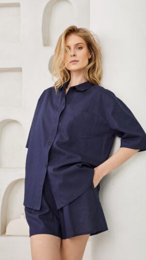 sku: NIA SET | Brand: Aruelle  | Size: XSmall Small Medium Large XLarge XXLarge  | Colors: Синий  | Бренды Aruelle | Домашняя одежда Костюмы | Title: Пижама с шортами NIA SET