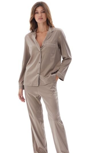 sku: 60579 | Brand: Laete  | Size: XSmall Small Medium Large XLarge XXLarge  | Colors: Лимонный Персиковый Серо-бежевый Сиренево-коричневый  | Бренды Laete | Домашняя одежда Пижамы | Title: Пижама с брюками