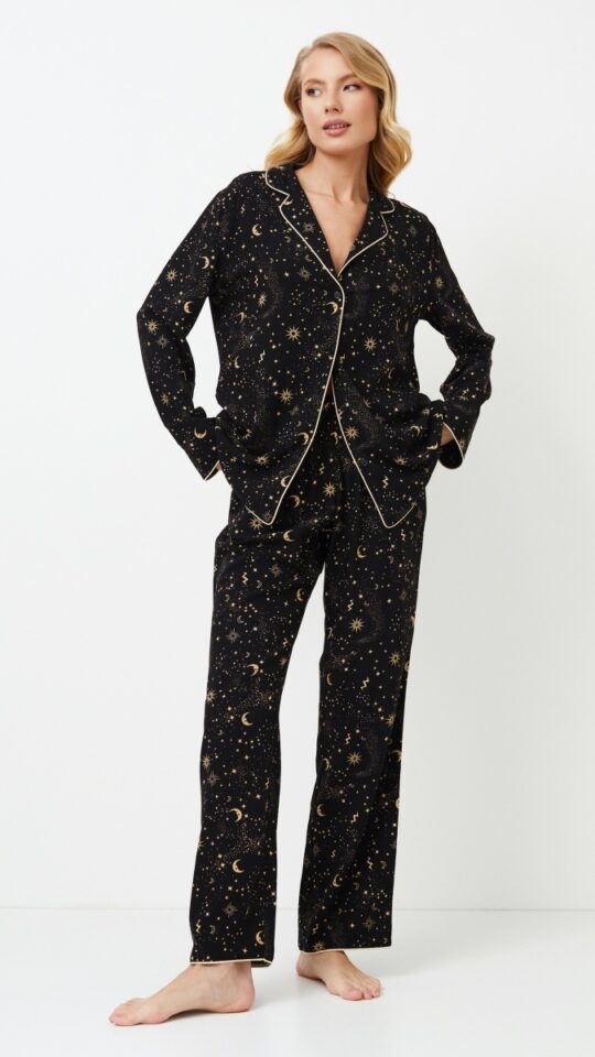 sku: ALEXANDRA | Brand: Aruelle  | Size: XSmall Small Medium Large XLarge XXLarge  | Colors: Черный  | Бренды Aruelle | Домашняя одежда Пижамы | Title: Пижама с брюками ALEXANDRA