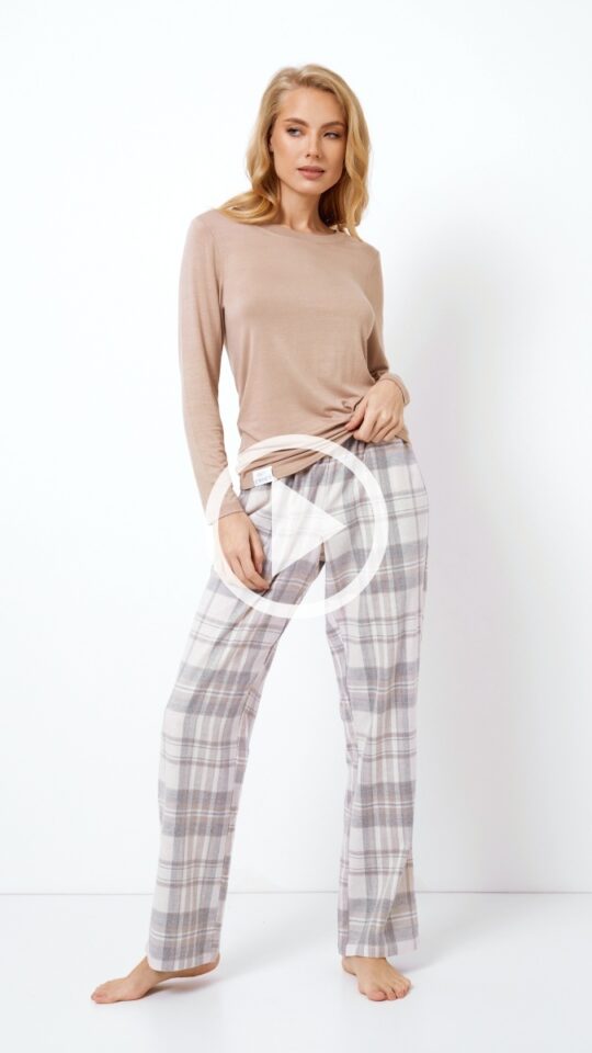 sku: ADRIANE | Brand: Aruelle  | Size: XSmall Small Medium Large XLarge XXLarge  | Colors: Серый/Бежевый  | Бренды Aruelle | Домашняя одежда Пижамы | Title: Пижама с брюками ADRIANE