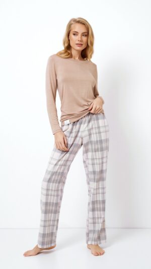 sku: ADRIANE | Brand: Aruelle  | Size: XSmall Small Medium Large XLarge XXLarge  | Colors: Серый/Бежевый  | Бренды Aruelle | Домашняя одежда Пижамы | Title: Пижама с брюками ADRIANE