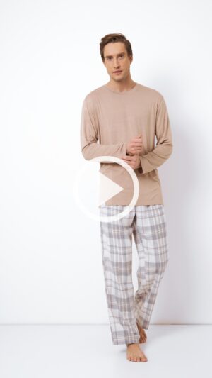 sku: AIDEN | Brand: Aruelle  | Size: Small Medium Large XLarge XXLarge  | Colors: Серый/Бежевый  | Бренды Aruelle | Мужская домашняя одежда Пижамы | Title: Пижама с брюками AIDEN