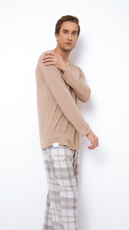 sku: AIDEN | Brand: Aruelle | Size: Small Medium Large XLarge XXLarge | Colors: Серый/Бежевый | Бренды Aruelle | Мужская коллекция Пижамы | Title: Пижама с брюками AIDEN