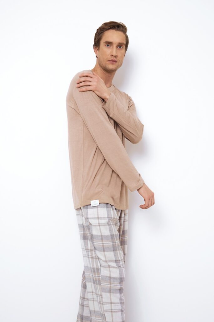 sku: AIDEN | Brand: Aruelle  | Size: Small Medium Large XLarge XXLarge  | Colors: Серый/Бежевый  | Бренды Aruelle | Мужская коллекция Пижамы | Title: Пижама с брюками AIDEN