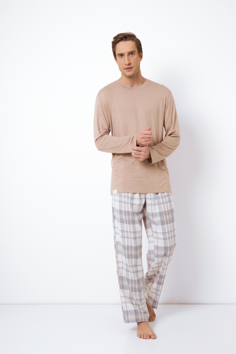 sku: AIDEN | Brand: Aruelle  | Size: Small Medium Large XLarge XXLarge  | Colors: Серый/Бежевый  | Бренды Aruelle | Мужская домашняя одежда Пижамы | Title: Пижама с брюками AIDEN
