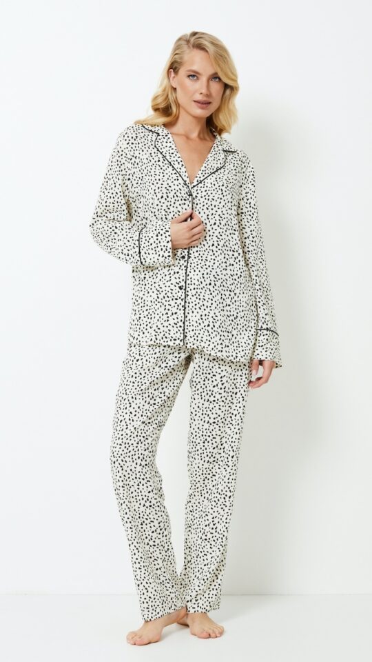 sku: BETHANY | Brand: Aruelle  | Size: XSmall Small Medium Large XLarge XXLarge  | Colors: Молочный/Черный  | Бренды Aruelle | Домашняя одежда Пижамы | Title: Пижама с брюками BETHANY