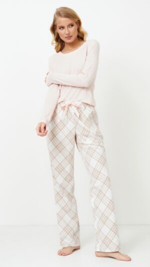 sku: CLAUDIA | Brand: Aruelle  | Size: XSmall Small Medium Large XLarge XXLarge  | Colors: Бежевый/Молочный  | Бренды Aruelle | Домашняя одежда Пижамы | Title: Пижама с брюками CLAUDIA