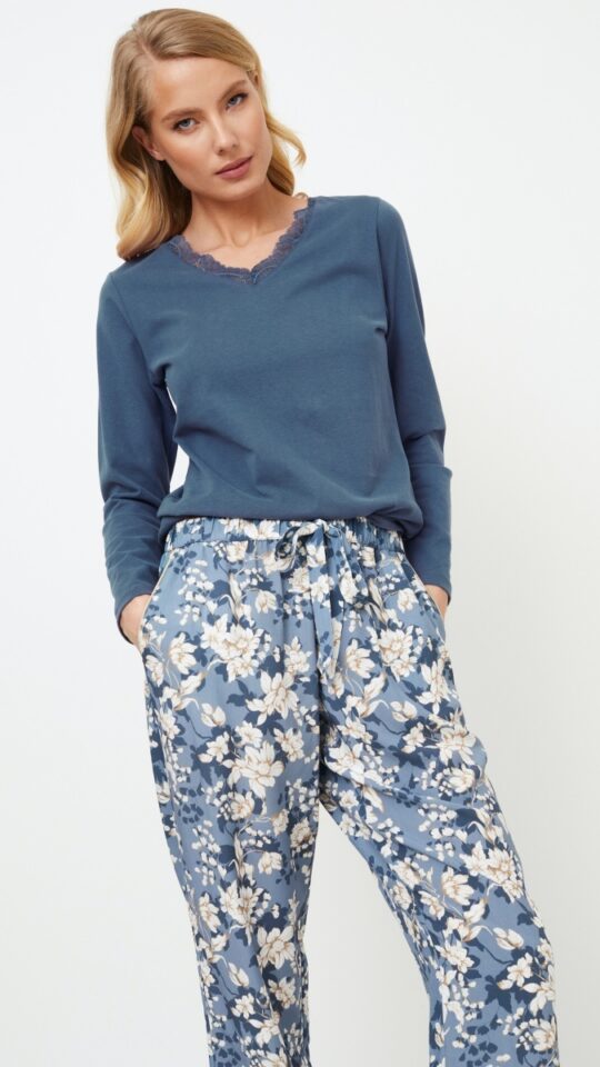 sku: FLEUR | Brand: Aruelle  | Size: XSmall Small Medium Large XLarge XXLarge  | Colors: Серо-голубой  | Бренды Aruelle | Домашняя одежда Пижамы | Title: Пижама с брюками FLEUR