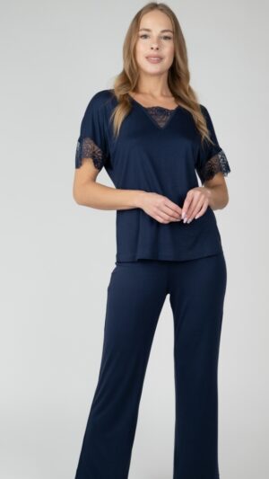 sku: С4853 | Brand: Rose&Petal  | Size: Small Medium Large XLarge XXLarge 3XL 4XL  | Colors: Синий  | Бренды Rose&Petal | Домашняя одежда Пижамы | Title: Пижама с брюками HOMEWEAR ECLIPSE