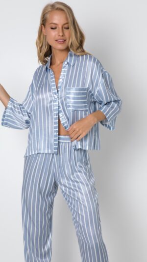 sku: JANET | Brand: Aruelle  | Size: XSmall Small Medium Large XLarge XXLarge  | Colors: Голубой/Белый  | Бренды Aruelle | Домашняя одежда Пижамы | Title: Пижама с брюками JANET