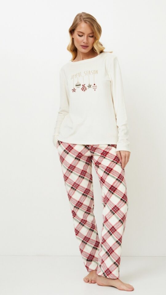 sku: JOLLY | Brand: Aruelle  | Size: XSmall Small Medium Large XLarge XXLarge  | Colors: Молочный/Красный  | Бренды Aruelle | Домашняя одежда Пижамы | Title: Пижама с брюками JOLLY