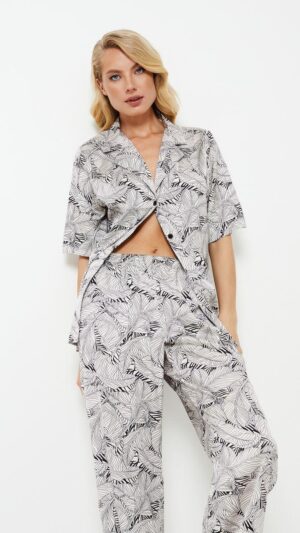 sku: KLAUDIE | Brand: Aruelle  | Size: XSmall Small Medium Large XLarge XXLarge  | Colors: Молочный/Черный  | Бренды Aruelle | Домашняя одежда Пижамы | Title: Пижама с брюками KLAUDIE