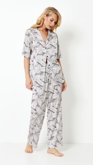 sku: KLAUDIE | Brand: Aruelle  | Size: XSmall Small Medium Large XLarge XXLarge  | Colors: Молочный/Черный  | Бренды Aruelle | Домашняя одежда Пижамы | Title: Пижама с брюками KLAUDIE