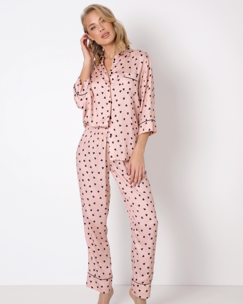 sku: LAUREN | Brand: Aruelle  | Size: XSmall Small Medium Large XLarge  | Colors: Розовый/Черный  | Бренды Aruelle | Домашняя одежда Пижамы | Title: Пижама с брюками LAUREN