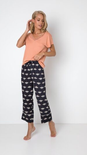 sku: MOIRA | Brand: Aruelle | Size: XSmall Small Medium Large XLarge XXLarge | Colors: Персиковый/Черный | Бренды Aruelle | Домашняя одежда Пижамы | Title: Пижама с брюками MOIRA