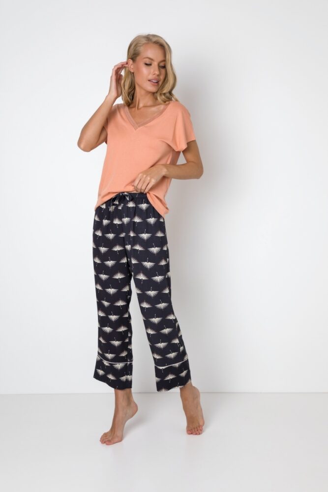 sku: MOIRA | Brand: Aruelle | Size: XSmall Small Medium Large XLarge XXLarge | Colors: Персиковый/Черный | Бренды Aruelle | Домашняя одежда Пижамы | Title: Пижама с брюками MOIRA