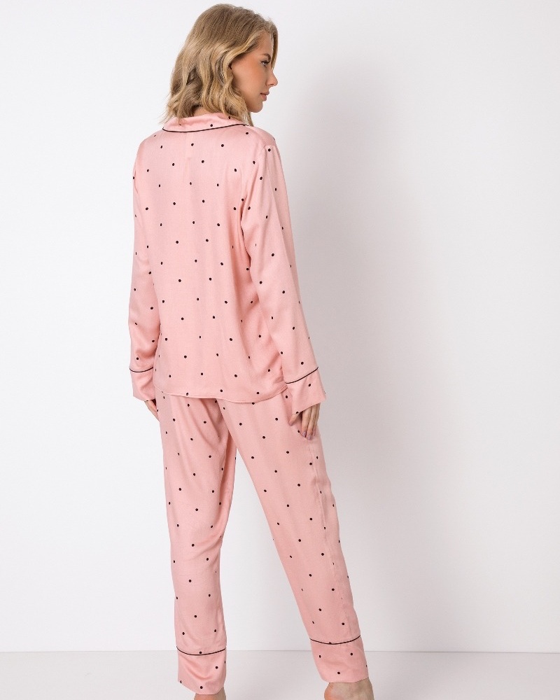 sku: MONA | Brand: Aruelle  | Size: XSmall Small Medium Large XLarge  | Colors: Розовый/Черный  | Бренды Aruelle | Домашняя одежда Пижамы | Title: Пижама с брюками MONA