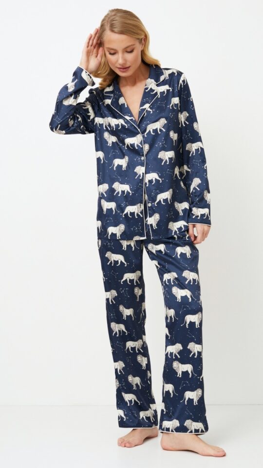 sku: NALA | Brand: Aruelle  | Size: XSmall Small Medium Large XLarge XXLarge  | Colors: Темно-синий/Серый  | Бренды Aruelle | Домашняя одежда Пижамы | Title: Пижама с брюками NALA