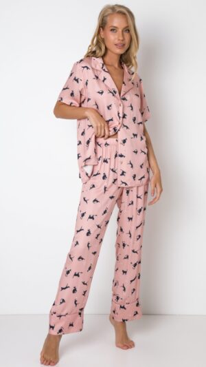 sku: POLLY | Brand: Aruelle  | Size: XSmall Small Medium Large XLarge  | Colors: Пыльная роза/Черный  | Бренды Aruelle | Домашняя одежда Пижамы | Title: Пижама с брюками POLLY