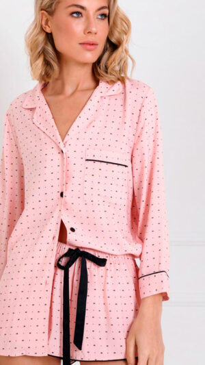 sku: Пижама с шортами CHARLOTTE | Brand: Aruelle  | Size: XSmall Small Medium Large XLarge  | Colors: Розовый/Черный  | Бренды Aruelle | Домашняя одежда Пижамы | Title: Пижама с шортами CHARLOTTE