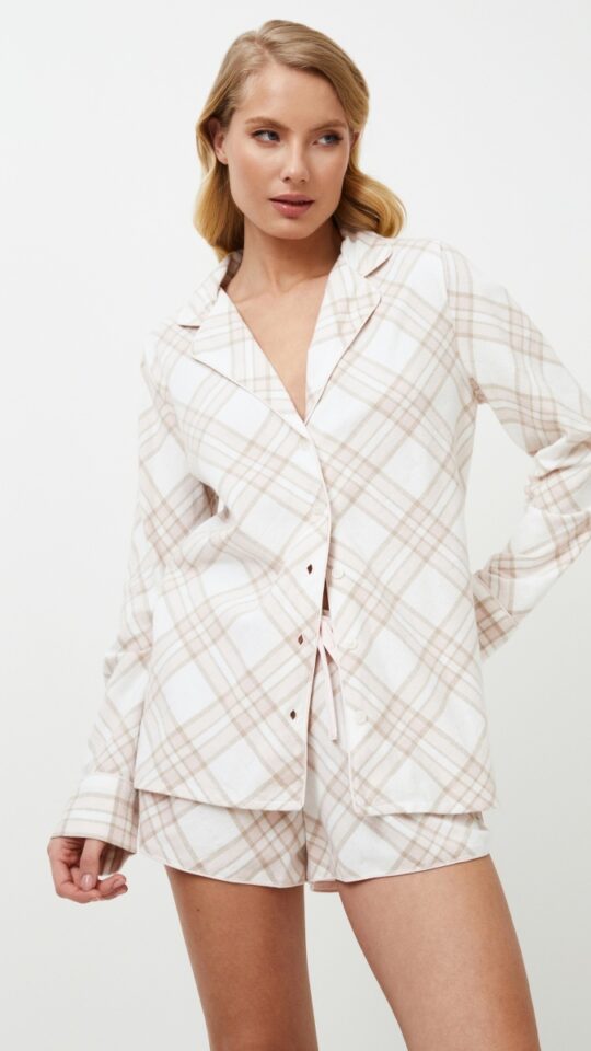 sku: CAMILLE | Brand: Aruelle  | Size: XSmall Small Medium Large XLarge XXLarge  | Colors: Бежевый/Молочный  | Бренды Aruelle | Домашняя одежда Пижамы | Title: Пижама с шортами CAMILLE