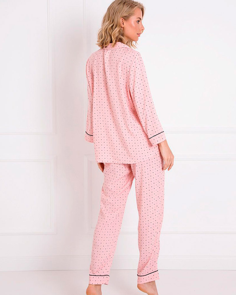 sku: Пижама с брюками CHARLOTTE | Brand: Aruelle  | Size: XSmall Small Medium Large XLarge  | Colors: Розовый/Черный  | Бренды Aruelle | Домашняя одежда Пижамы | Title: Пижама с брюками CHARLOTTE