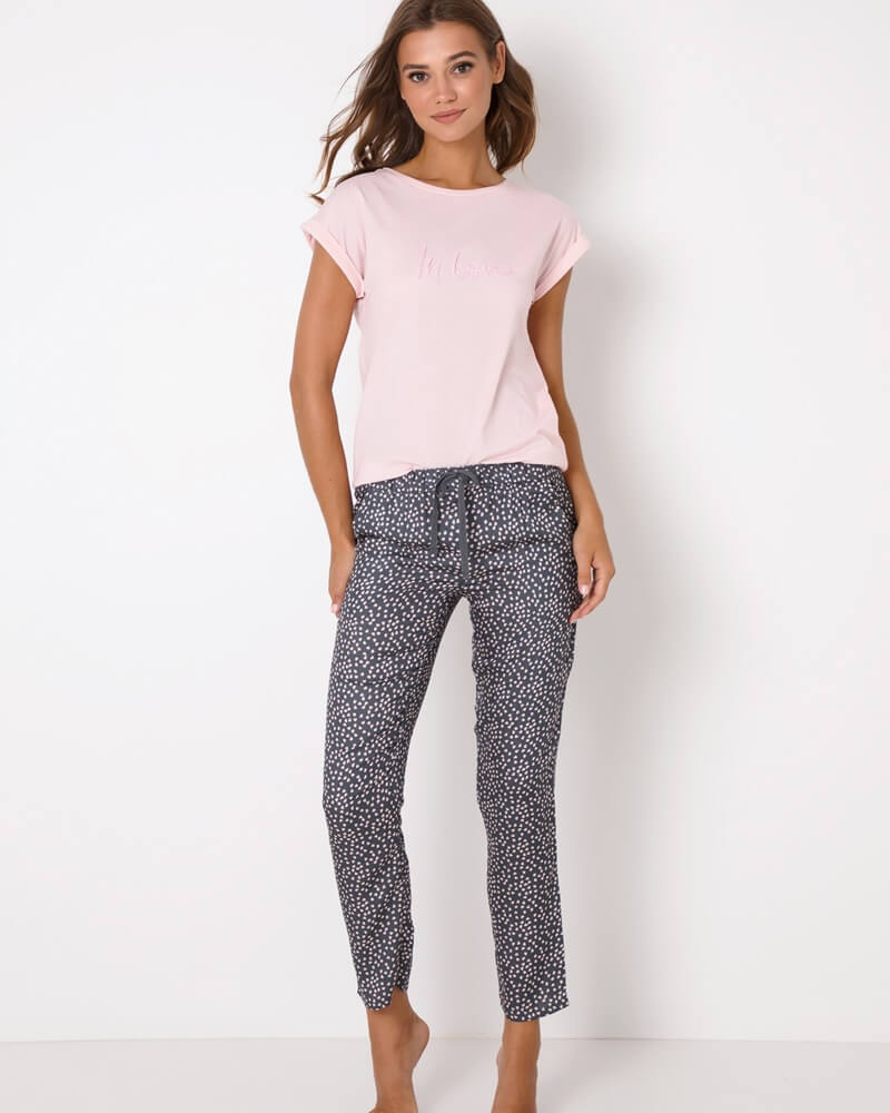 sku: TESSA | Brand: Aruelle  | Size: XSmall Small Medium Large XLarge  | Colors: Розовый-серый  | Бренды Aruelle | Домашняя одежда Пижамы | Title: Пижама с брюками TESSA