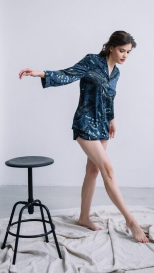 sku: LEONIE | Brand: Aruelle  | Size: XSmall Small Medium Large XLarge  | Colors: Морская волна  | Бренды Aruelle | Домашняя одежда Пижамы | Title: Пижама с шортами LEONIE