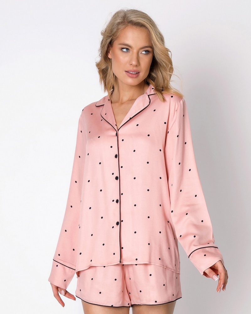 sku: MONA | Brand: Aruelle  | Size: XSmall Small Medium Large XLarge  | Colors: Розовый/Черный  | Бренды Aruelle | Домашняя одежда Пижамы | Title: Пижама с шортами MONA