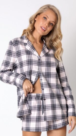 sku: NAOMY | Brand: Aruelle  | Size: XSmall Small Medium Large XLarge  | Colors: Светлый розовый/Графит  | Бренды Aruelle | Домашняя одежда Пижамы | Title: Пижама с шортами NAOMY