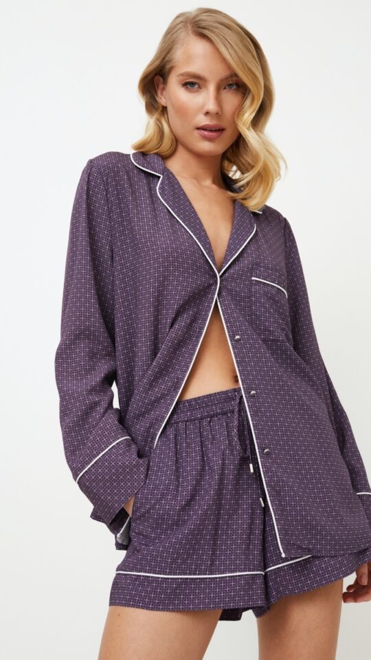 sku: SABINE | Brand: Aruelle  | Size: XSmall Small Medium Large XLarge XXLarge  | Colors: Баклажан  | Бренды Aruelle | Домашняя одежда Пижамы | Title: Пижама с шортами SABINE