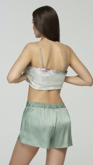 sku: S23-00SS112 | Brand: Marc Andre  | Size: 36 38 40 42 44 46  | Colors: Зеленый  | Бренды Marc&Andre | Домашняя одежда Шорты | Title: Шорты SILK PEONY