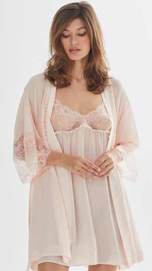 sku: 61842+61844 | Brand: Laete  | Size: XSmall Small Medium Large XLarge XXLarge  | Colors: Персиковый  | Бренды Laete | Домашняя одежда Сорочки | Title: Сорочка с халатом