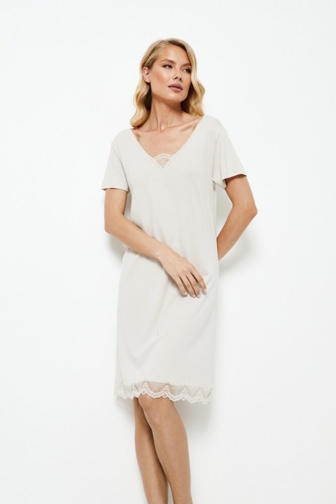 sku: EVELYN | Brand: Aruelle  | Size: XSmall Small Medium Large XLarge XXLarge  | Colors: Молочный  | Бренды Aruelle | Домашняя одежда Сорочки | Title: Сорочка EVELYN