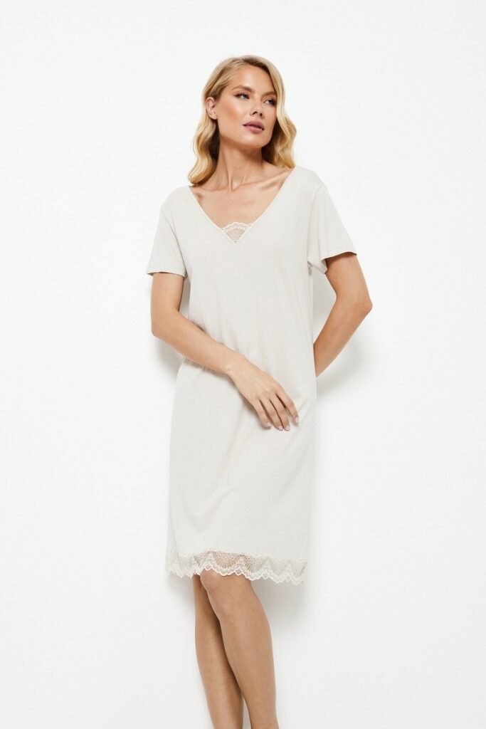 sku: EVELYN | Brand: Aruelle  | Size: XSmall Small Medium Large XLarge XXLarge  | Colors: Молочный  | Бренды Aruelle | Домашняя одежда Сорочки | Title: Сорочка EVELYN