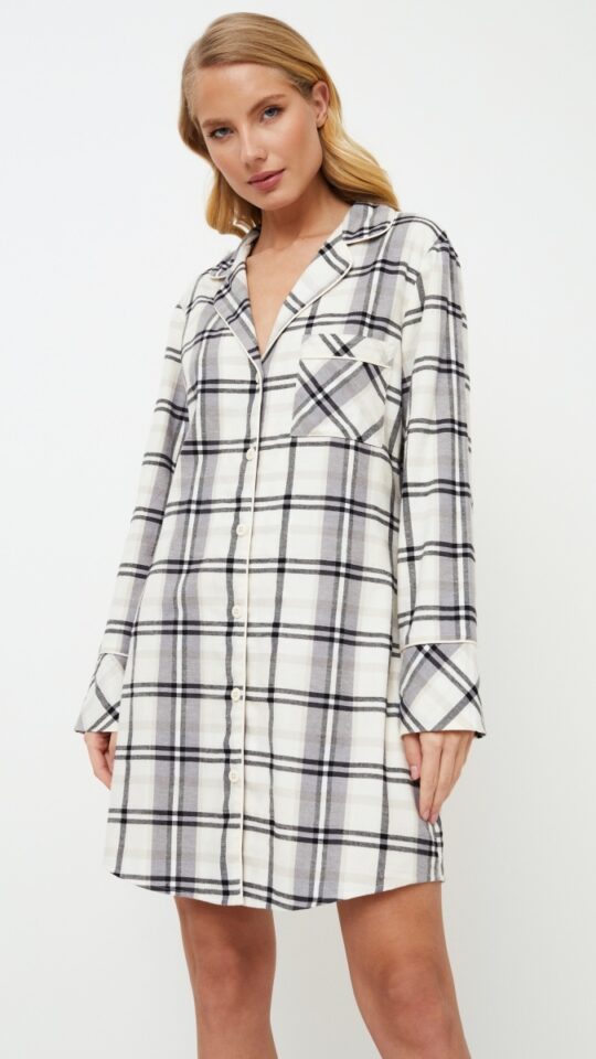 sku: HENRIETTA | Brand: Aruelle  | Size: XSmall Small Medium Large XLarge XXLarge  | Colors: Серый/Молочный  | Бренды Aruelle | Домашняя одежда Сорочки | Title: Сорочка HENRIETTA