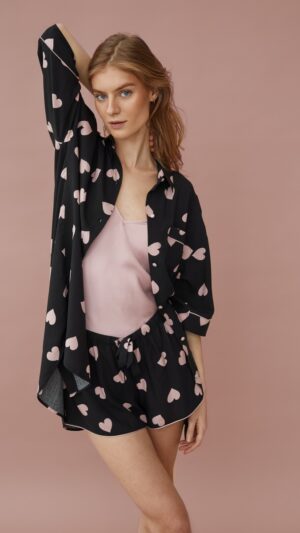 sku: KELLY | Brand: Aruelle  | Size: XSmall Small Medium Large XLarge XXLarge  | Colors: Черный/Розовый  | Бренды Aruelle | Домашняя одежда Сорочки | Title: Сорочка KELLY