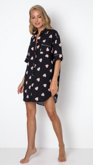 sku: KELLY | Brand: Aruelle  | Size: XSmall Small Medium Large XLarge XXLarge  | Colors: Черный/Розовый  | Бренды Aruelle | Домашняя одежда Сорочки | Title: Сорочка KELLY