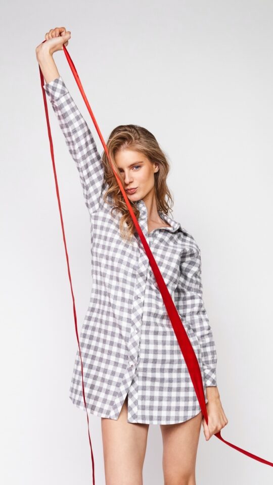 sku: STACY | Brand: Aruelle  | Size: XSmall Small Medium Large XLarge  | Colors: Серый/Белый  | Бренды Aruelle | Домашняя одежда Сорочки | Title: Сорочка STACY