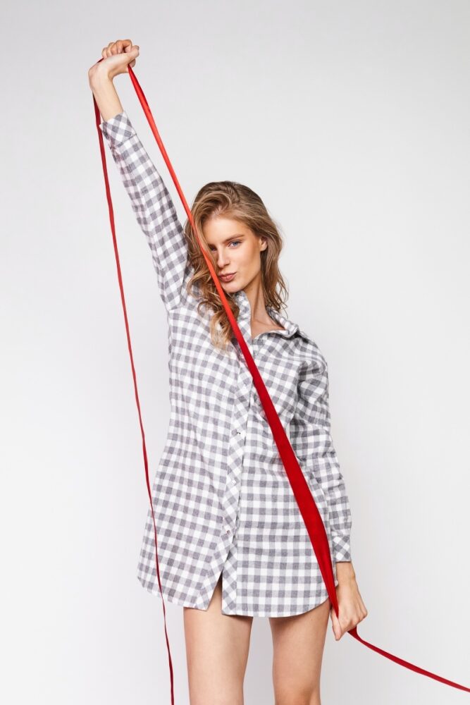 sku: STACY | Brand: Aruelle | Size: XSmall Small Medium Large XLarge | Colors: Серый/Белый | Бренды Aruelle | Домашняя одежда Сорочки | Title: Сорочка STACY