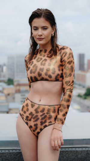 sku: 23099991 | Brand: Roda Soleil  | Size: XSmall Small Medium Large XLarge  | Colors: Леопард  | Бренды RoDa Soleil | Купальники Раздельные | Title: Топ ЛЕОПАРД ламинация