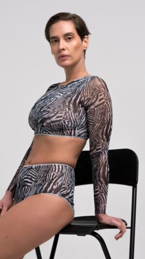 sku: 23099994 | Brand: RoDaSoleil  | Size: XSmall Small Medium Large XLarge  | Colors: Серый  | Бренды RoDaSoleil | Купальники Раздельные | Title: Топ ПСЕВДОЗЕБРА